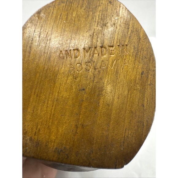 4"H Vtg Hand Carved Wood Wedding Cup Yugoslavia European Balkan Teak Vase Kuksa - Picture 5 of 9